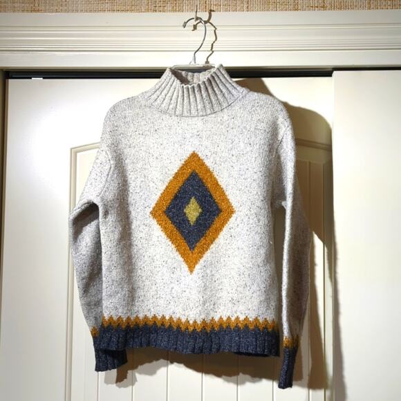 Pierre Cardin Vintage Aztec Lambswool/Cotton T-Neck Sweater Women's Size S - Picture 1 of 11